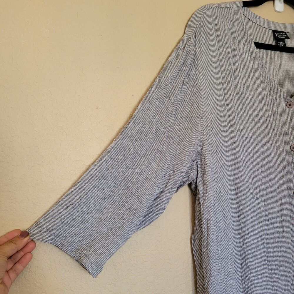 Eileen Fisher Woman Maxi Shirt Dress Size 2x Button Up Long Tie Back Lagenlook - Picture 2 of 8